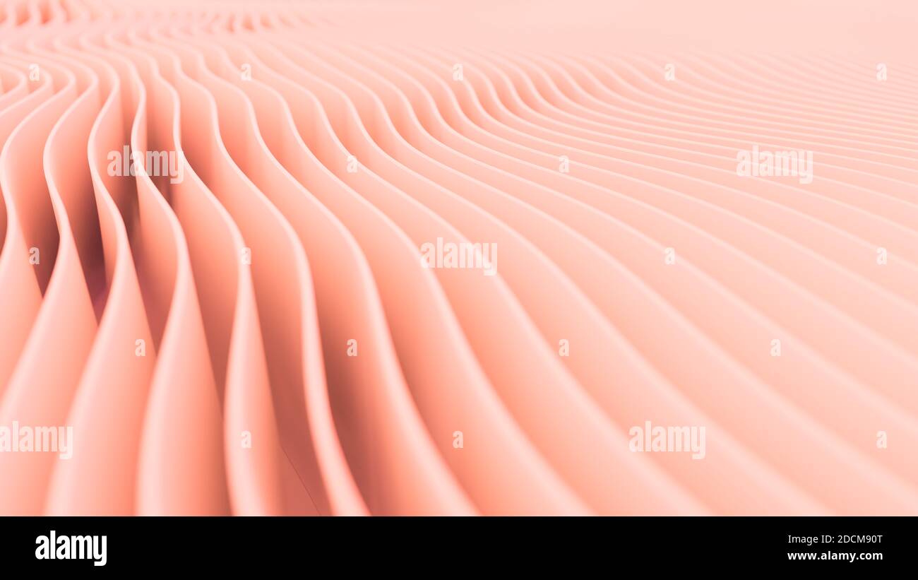 Onde rosa di carta. Illustrazione 3D Foto Stock