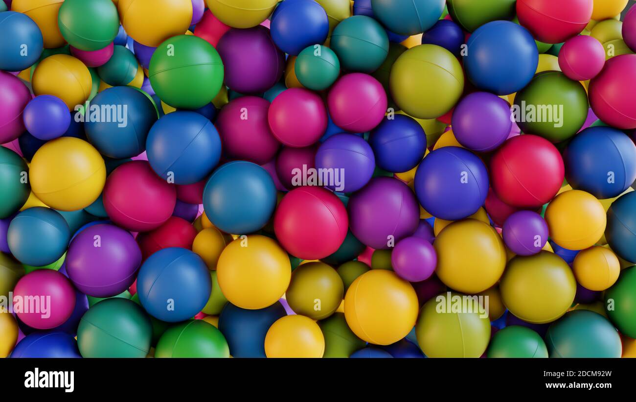 Sfondo astratto di palline di plastica colorate Foto Stock