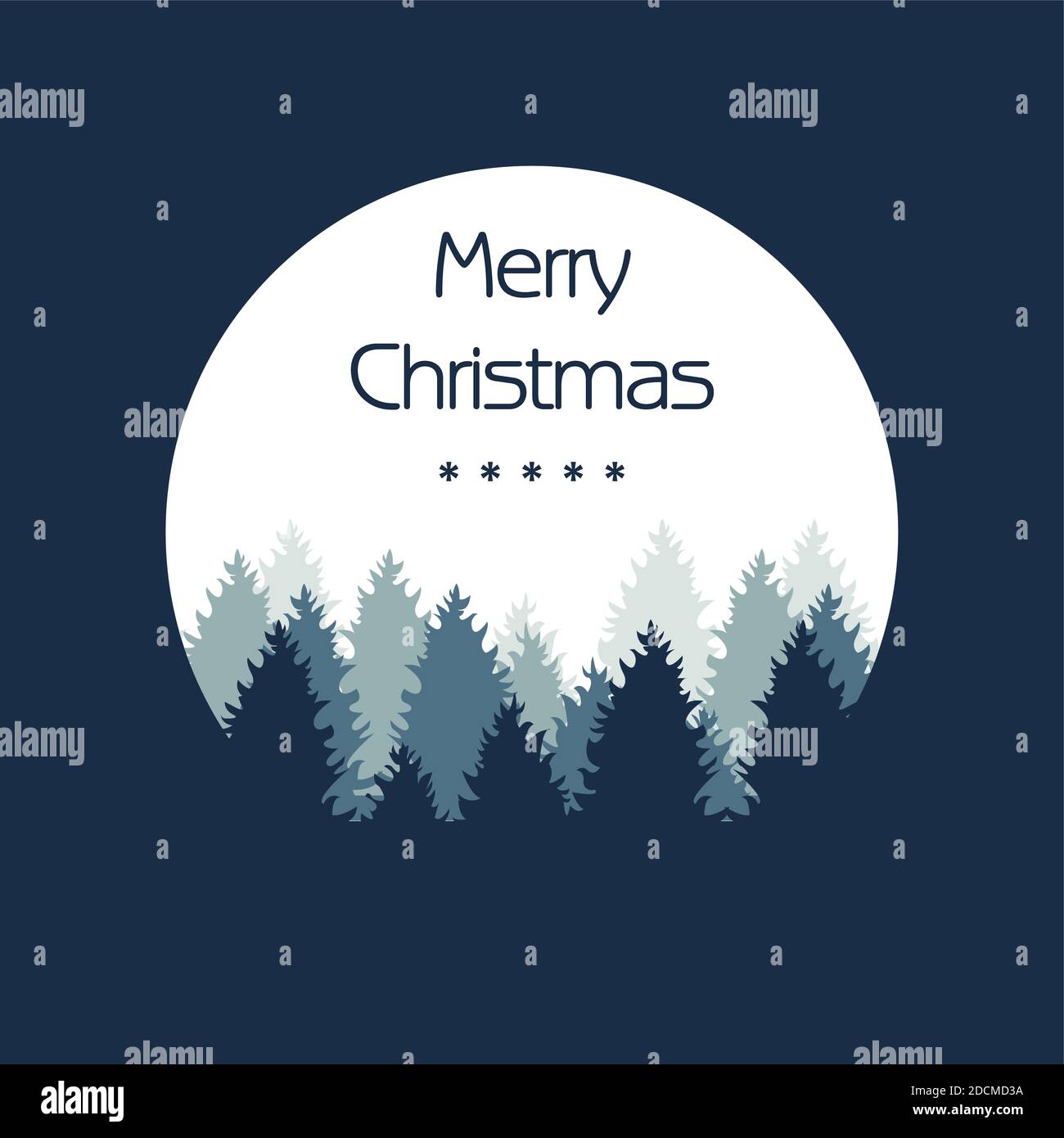 Natale e Capodanno tipografico su sfondo con paesaggio invernale con aurora boreale, fiocchi di neve, luce, stelle. Carta Natale. Vettore Illustrazione Vettoriale