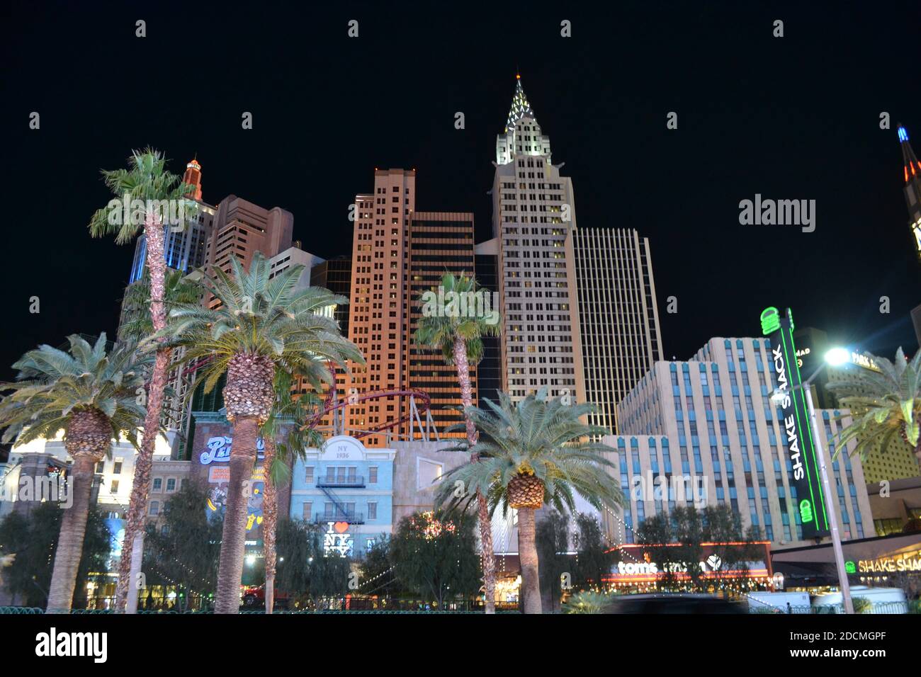 La vista di New York, New York Hotel a Las Vegas, Nevada Foto Stock