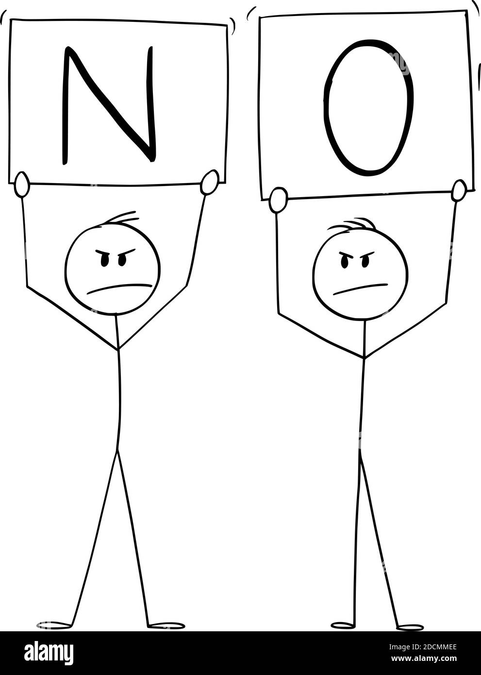 Figura del cartoon vettoriale di due uomini arrabbiati che non hanno segni. Illustrazione Vettoriale
