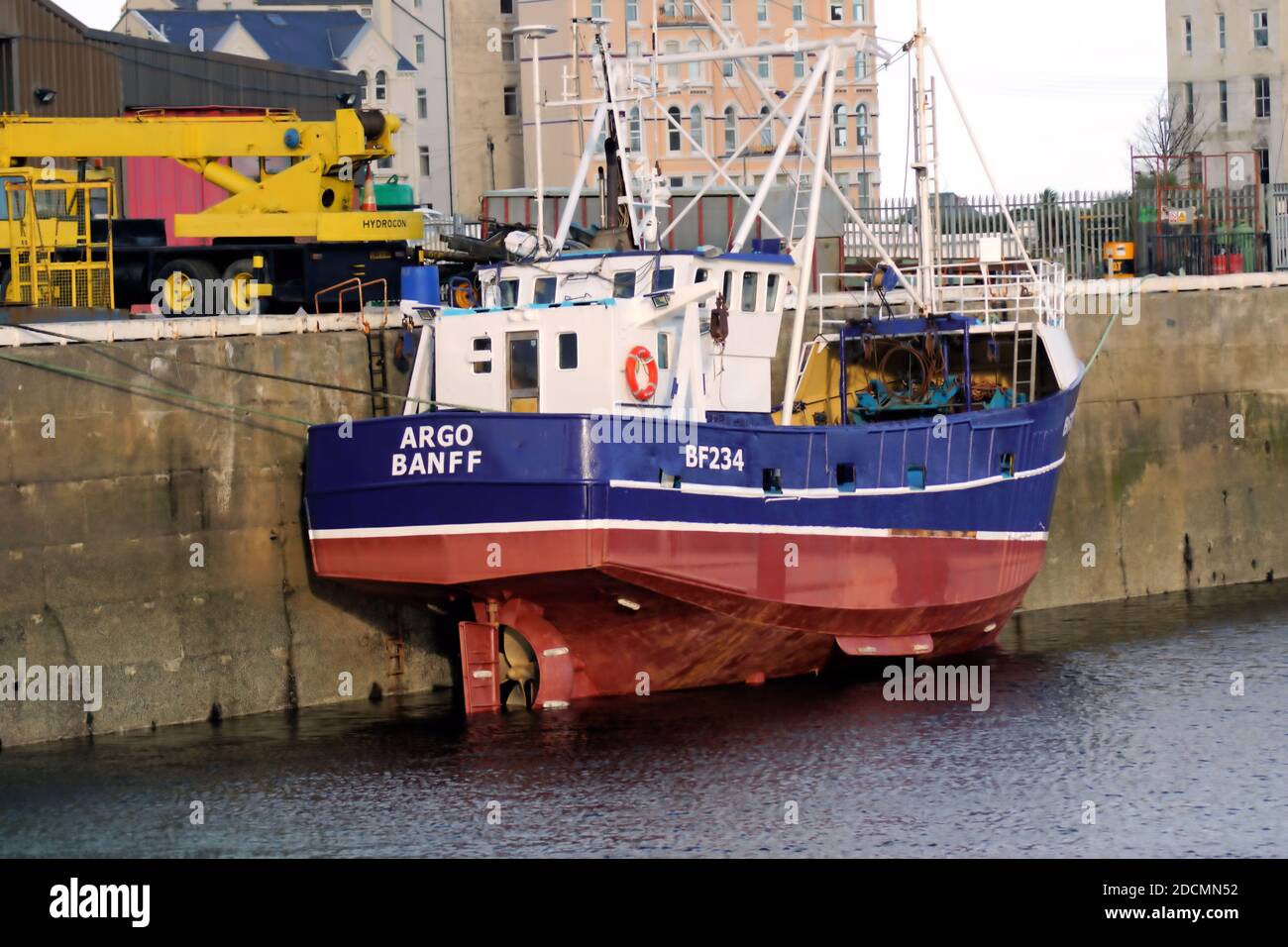La nave da pesca Argo BF234 a Ramsey è pronta ad essere Consegnato al suo nuovo porto di casa Banff Foto Stock