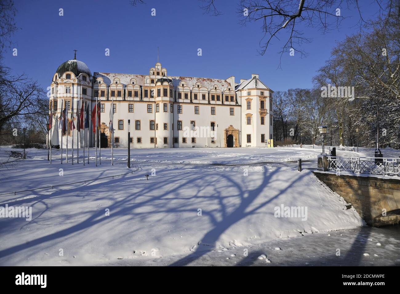 Celle, Schloss im Inverno Foto Stock