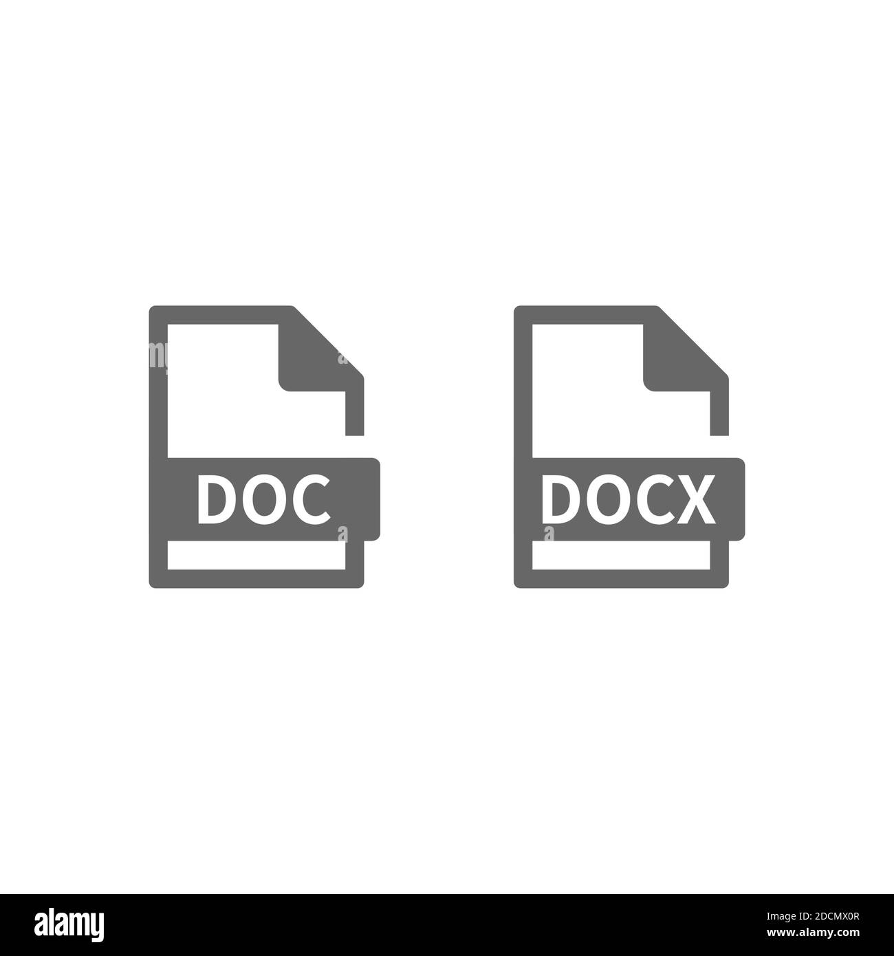 Icona vettore formato file DOC e docx. Pulsante Web Microsoft Word Files. Illustrazione Vettoriale