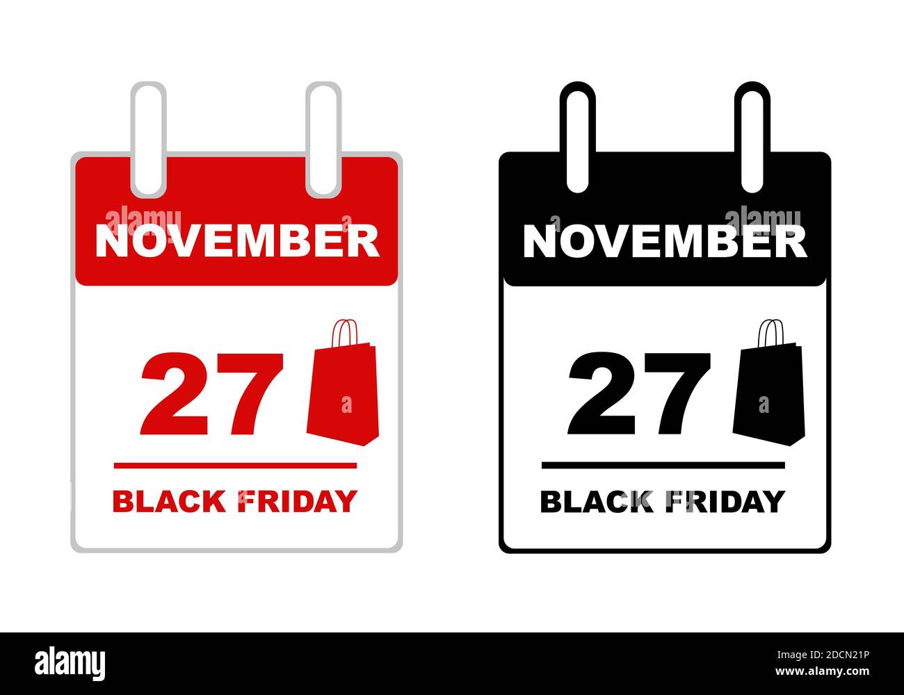 2020 calendario del Black Friday isolato su bianco Foto Stock
