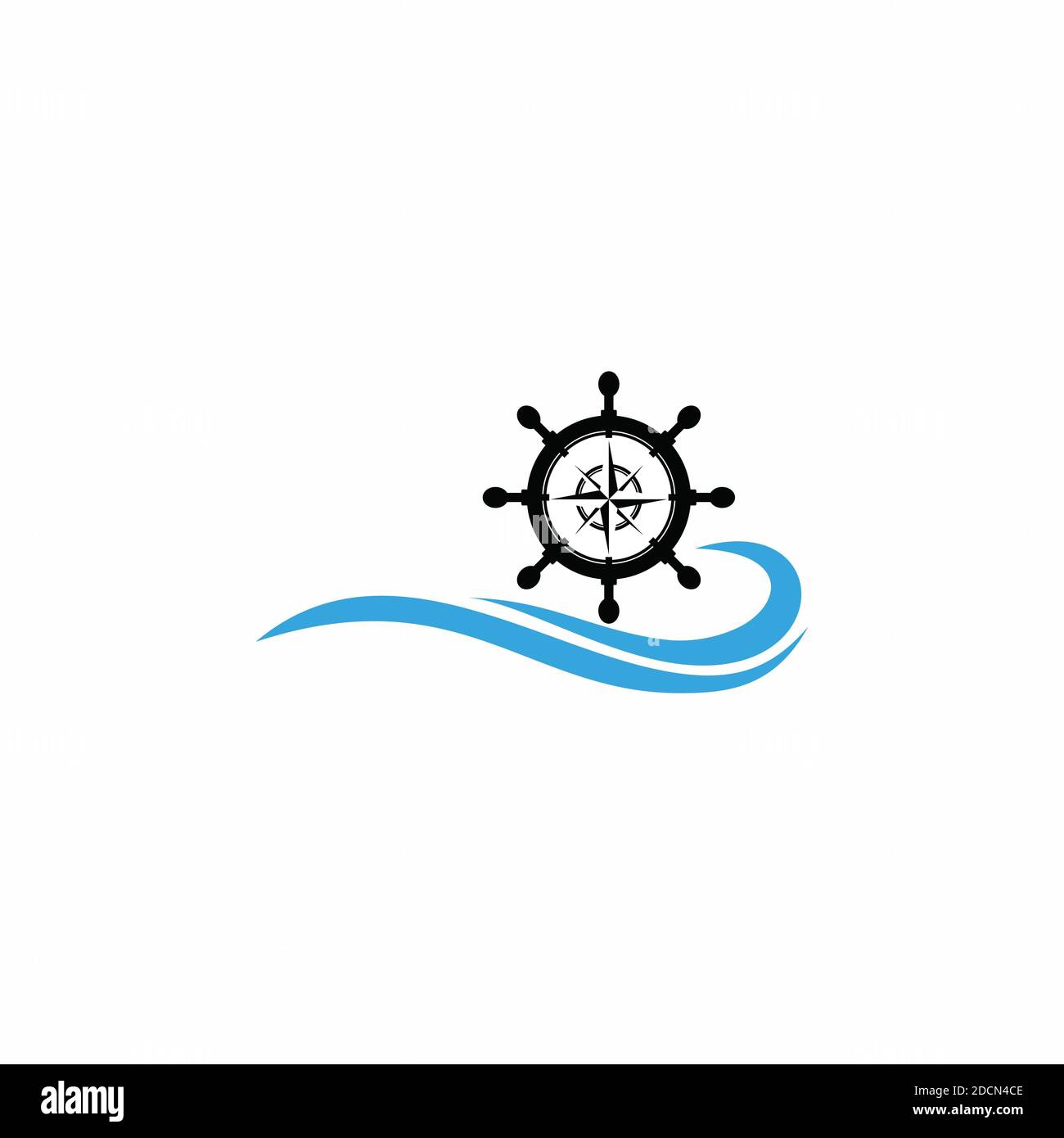 simbolo onda e nave volante logo design ispirazione. Foto Stock