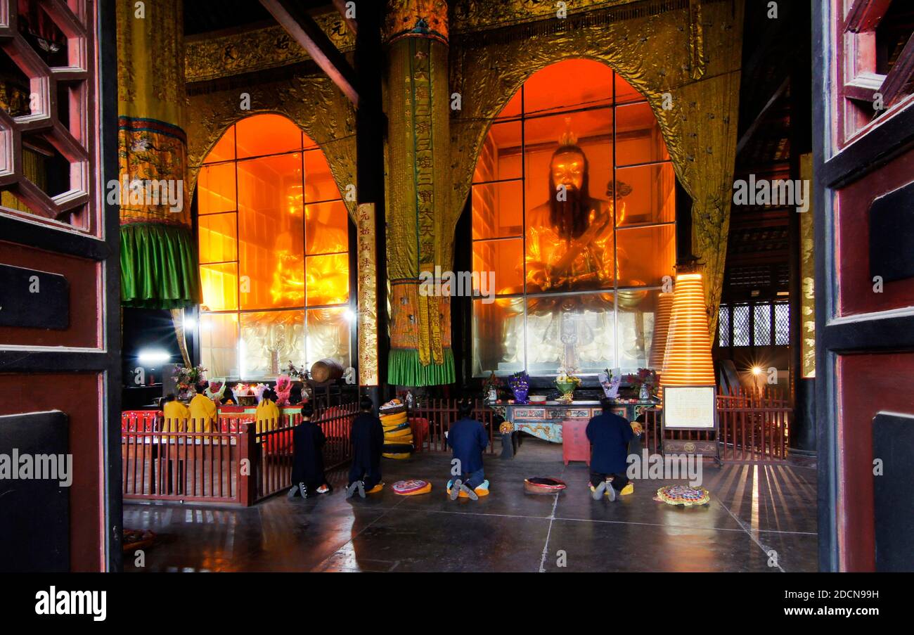 Cina, Chengdu, tempio interno Foto Stock
