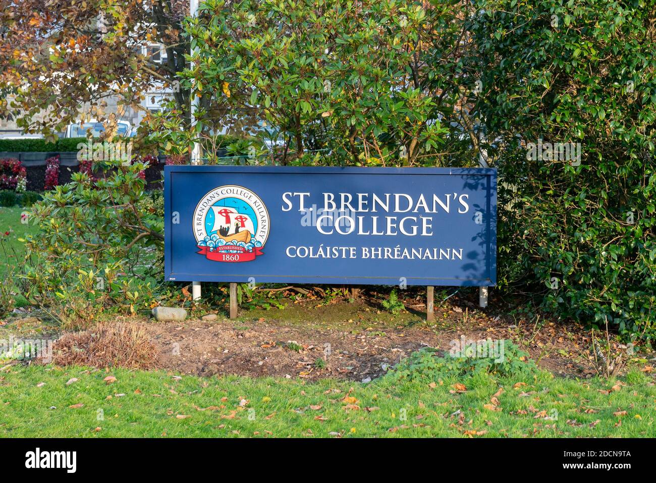 St.Brendan's College logo e firma in Killarney County Kerry Irlanda Foto Stock