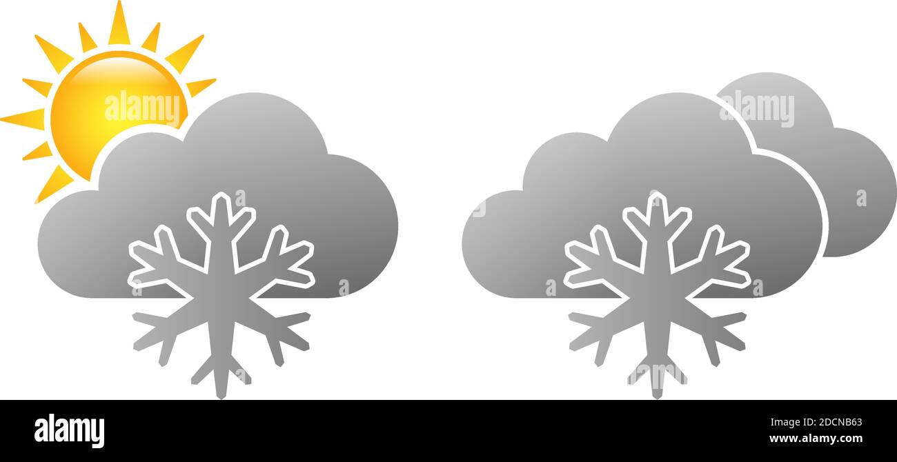 Nube di neve simbolo di gelo per nevoso e freddo tempo colorato icona vettore Illustrazione Vettoriale