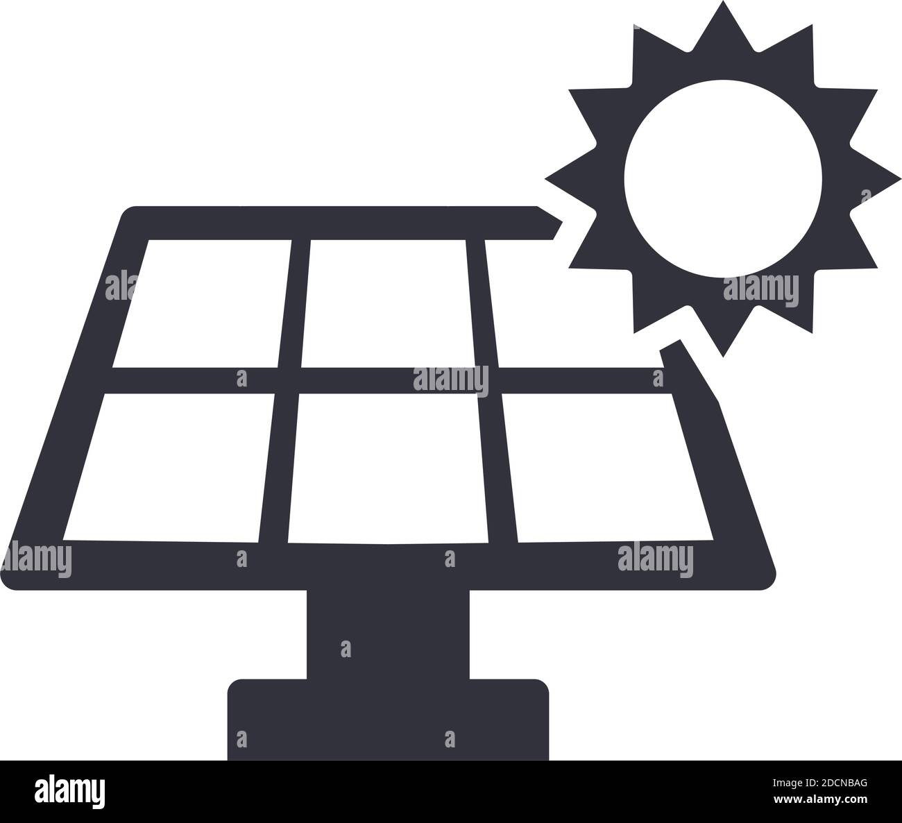 Pannello energia solare con icona vettore sole Illustrazione Vettoriale