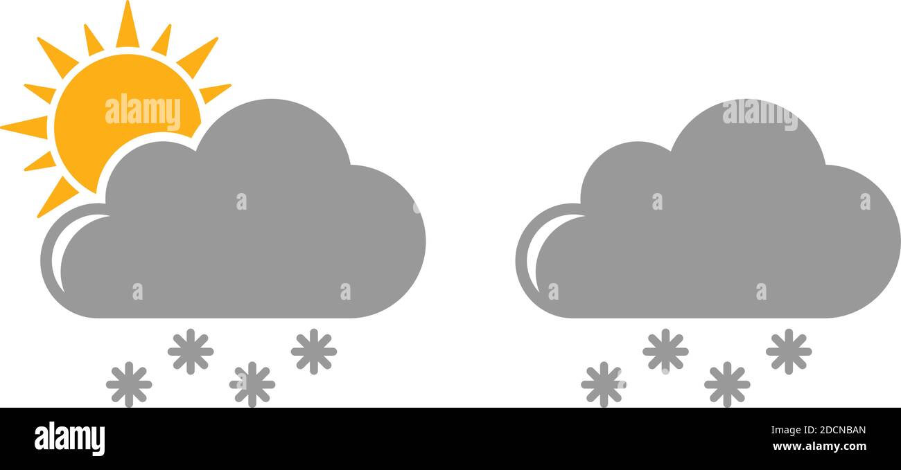 Simbolo di ghiaccio della nube di neve per condizioni climatiche innevate e fredde icona del vettore di disegno Illustrazione Vettoriale