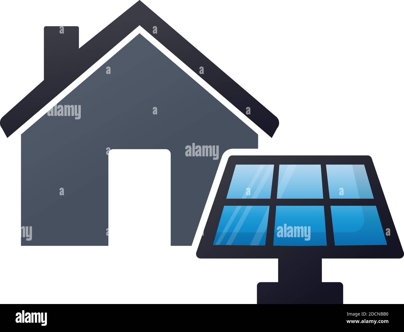 Pannello di energia solare di fronte a una casa vettore colorato icona dell'illustrazione Illustrazione Vettoriale