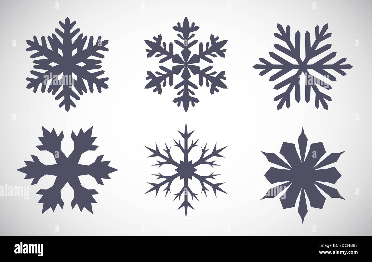 Collezione di fiocchi di neve invernali icona vettore illustrazione Set 2 Illustrazione Vettoriale