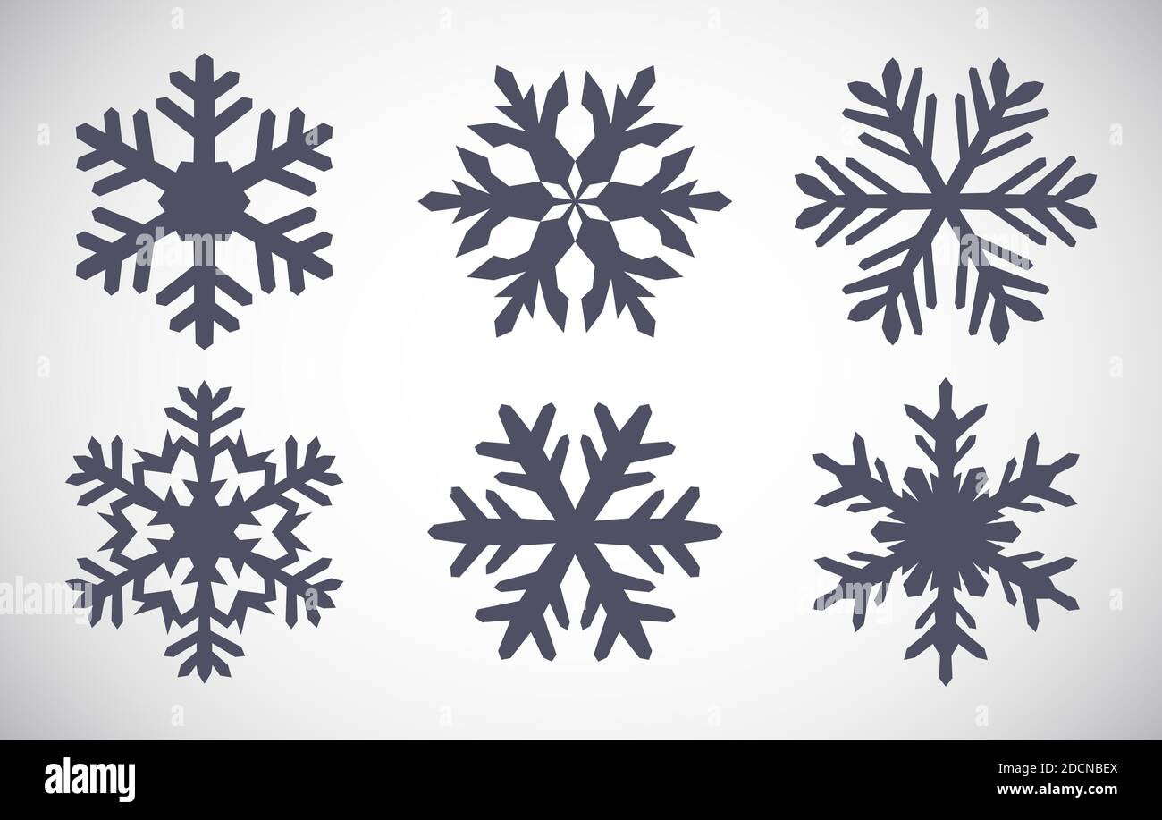Collezione di fiocchi di neve inverno icona vettore illustrazione set Illustrazione Vettoriale