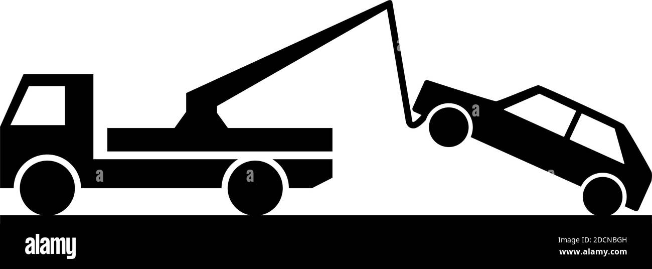 Icona di traino della vettura simbolo di parcheggio non isolato su bianco sfondo Illustrazione Vettoriale