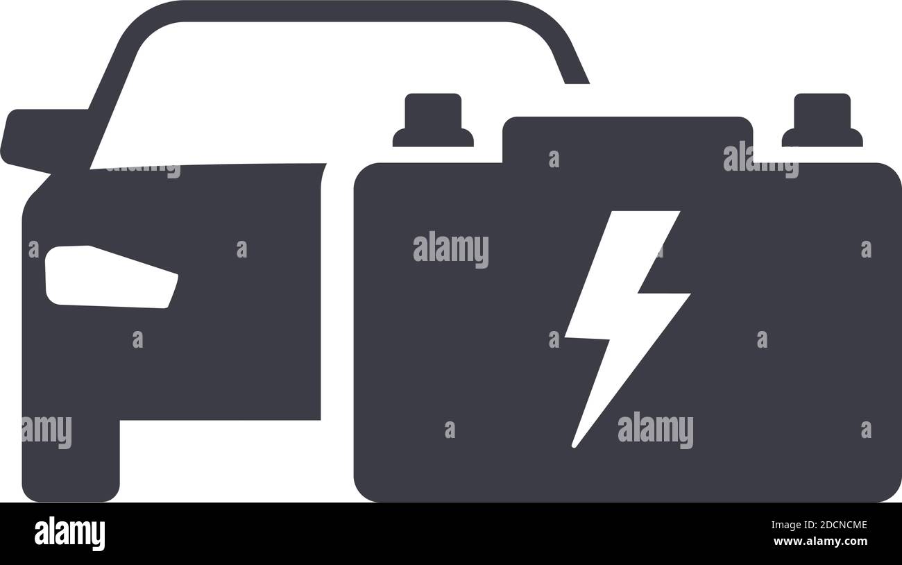 Batteria per auto isolata su sfondo bianco icona di design piatto Illustrazione Vettoriale
