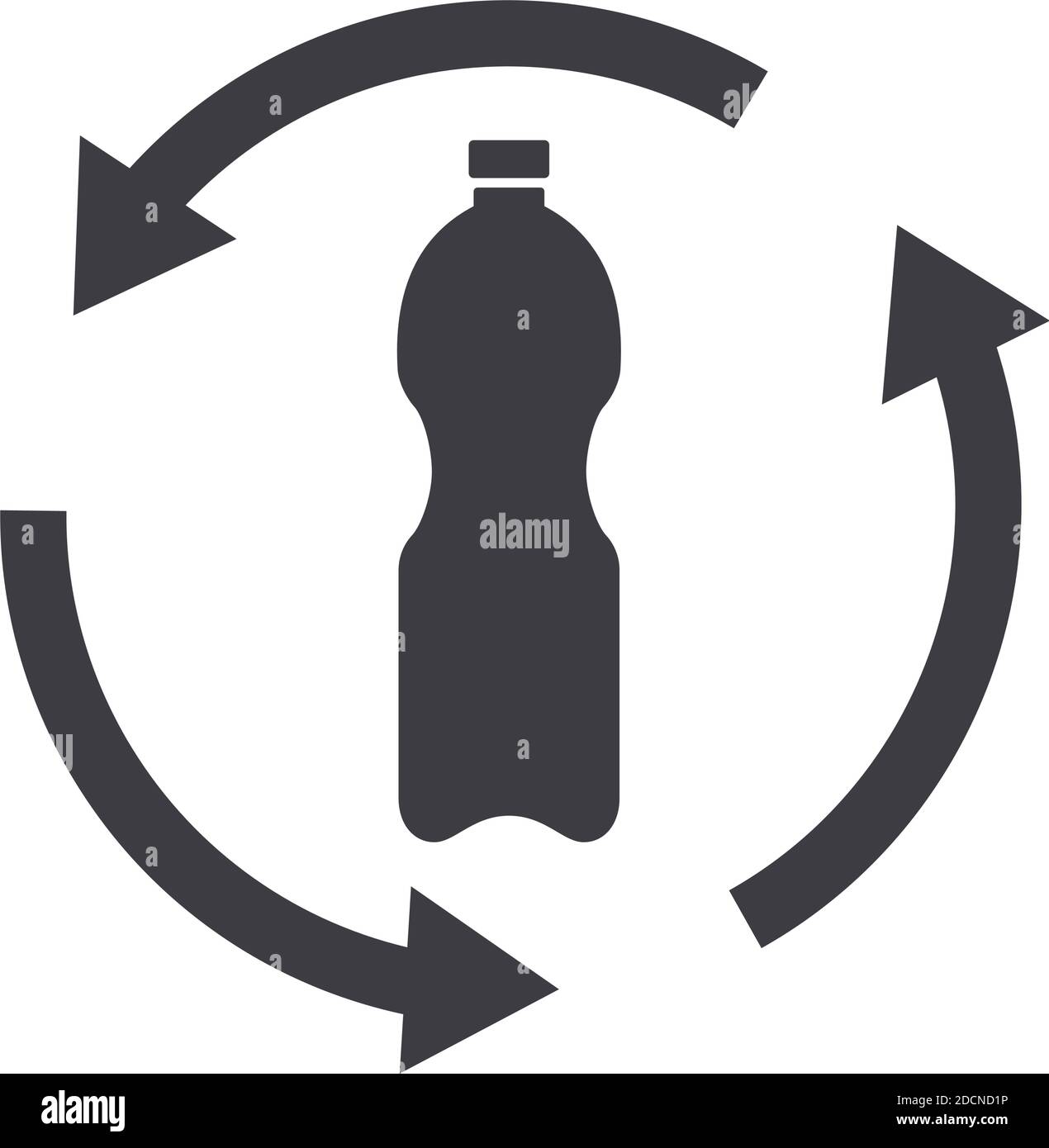 Icona di riciclaggio dei rifiuti delle bottiglie di plastica, simbolo, illustrazione vettoriale Illustrazione Vettoriale