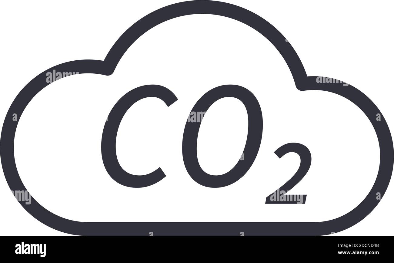 Icona CO2 con simbolo ART della linea di emissione ecologica nel cloud blu Illustrazione Vettoriale