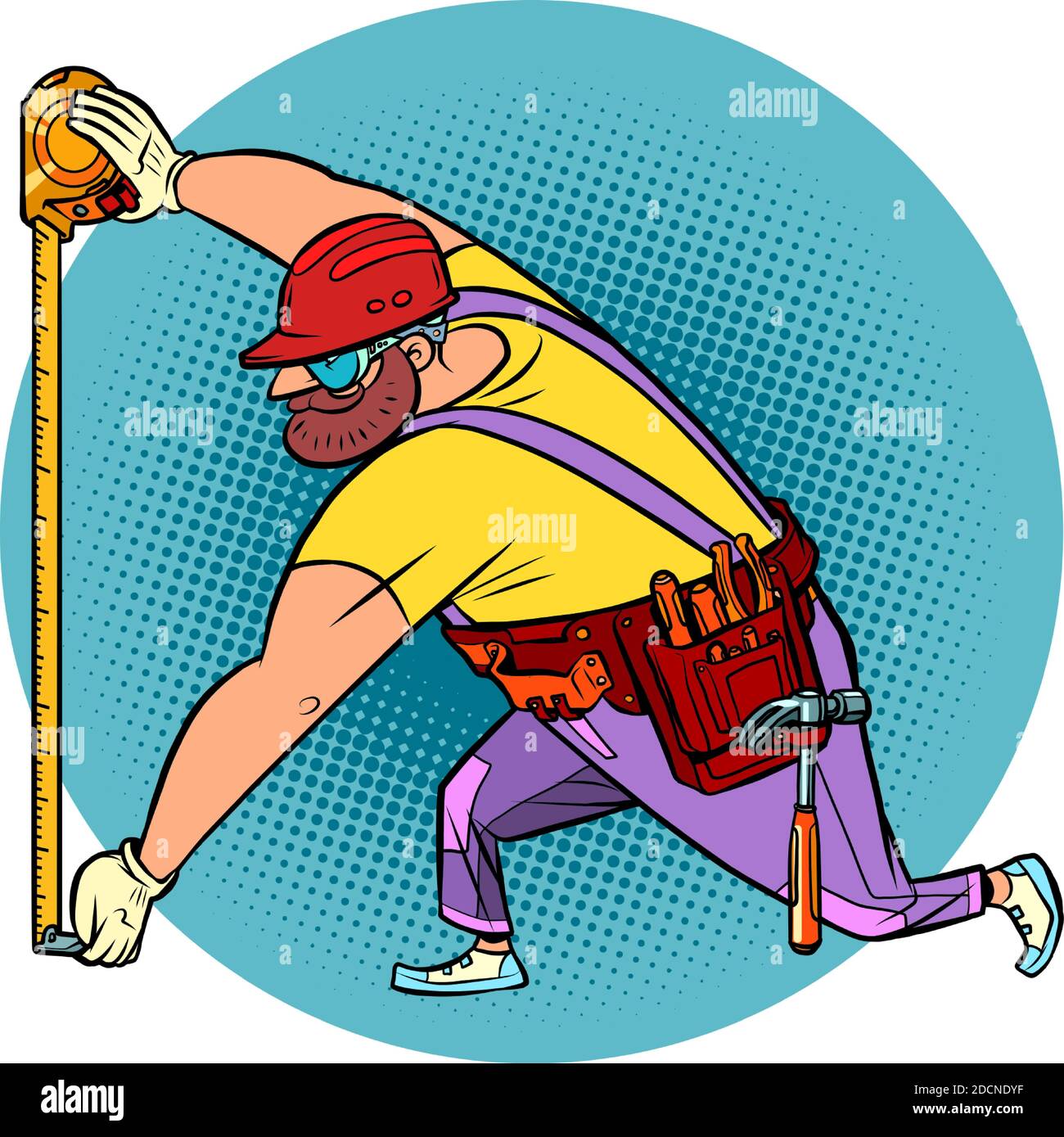 Costruttore con nastro di misurazione Illustrazione Vettoriale