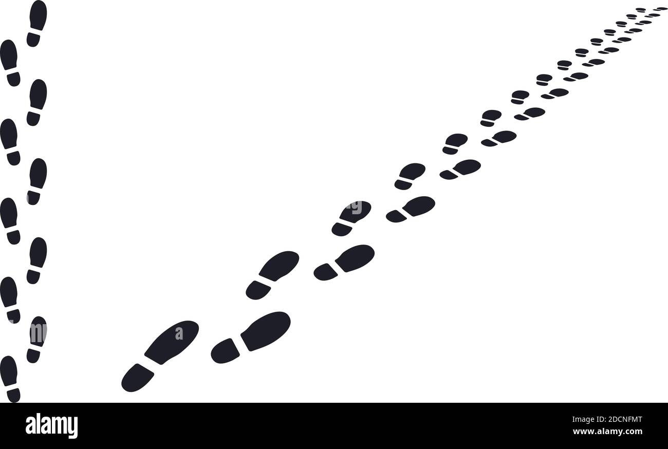 Suola per calzature uomo footprint punto di vista silhouette vettoriali del percorso del piede illustrazione Illustrazione Vettoriale