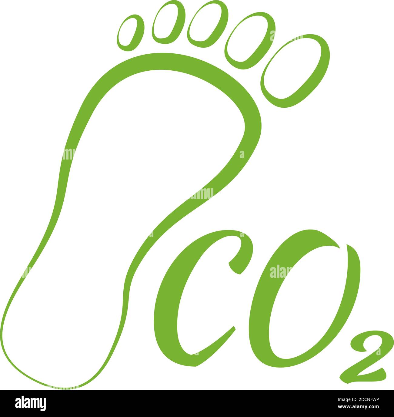Simbolo del piede CO2 icona verde ecologicamente footprint immagine vettoriale Illustrazione Vettoriale