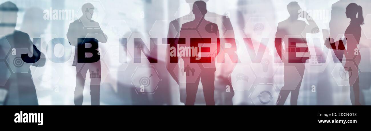 Colloquio di lavoro con il datore di lavoro. Banner aziendale astratto. Foto Stock