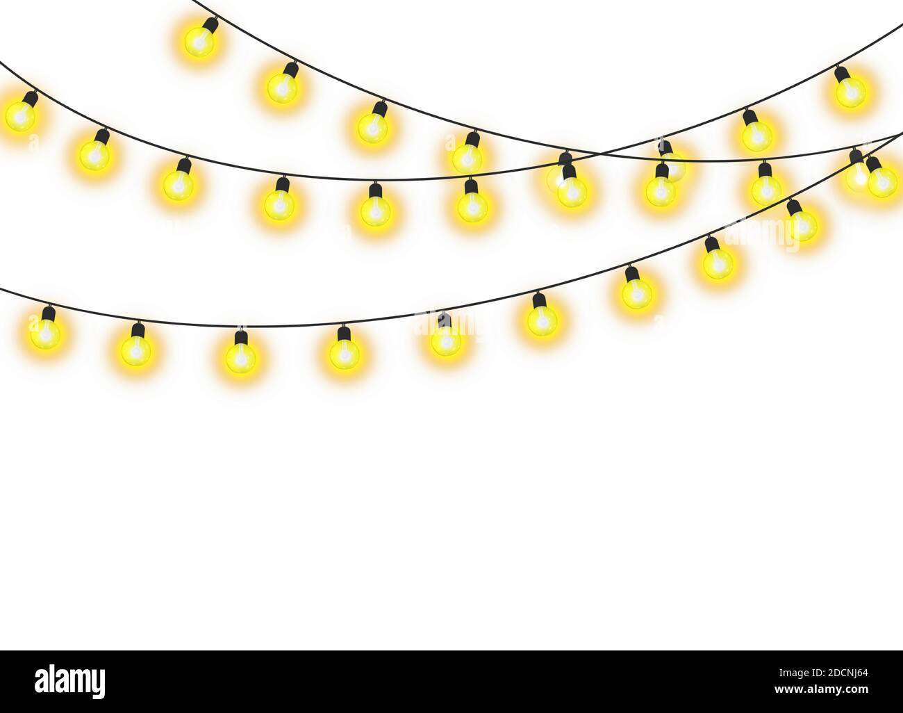 Le luci di Natale isolano elementi di design realistici. Ghiandole. Illustrazione vettoriale. Illustrazione Vettoriale