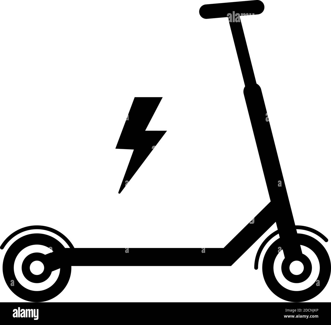 Scooter elettrico con simbolo di potenza icona vettoriale grigia Illustrazione Vettoriale