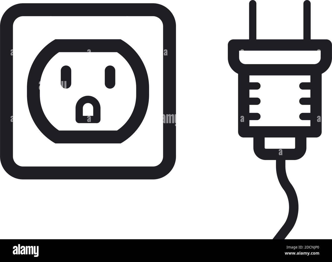 Presa di corrente elettrica e spina di alimentazione di tipo b standard usa icona dell'illustrazione vettoriale Illustrazione Vettoriale