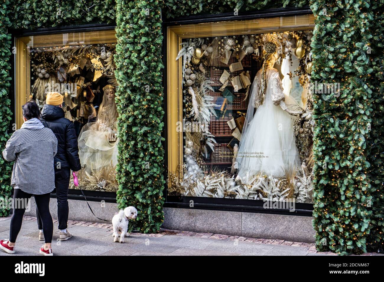 La finestra di Natale a Brown Thomas a Dublino, Irlanda. Il tema di quest'anno è "sognare di" che raffigura un mondo di fare credere e di fantasia. Foto Stock