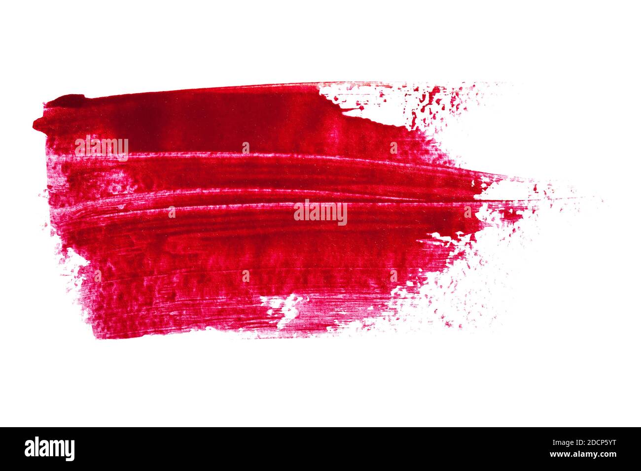 Breve tratto di pennello rosso isolato su sfondo bianco. Illustrazione raster astratta Foto Stock