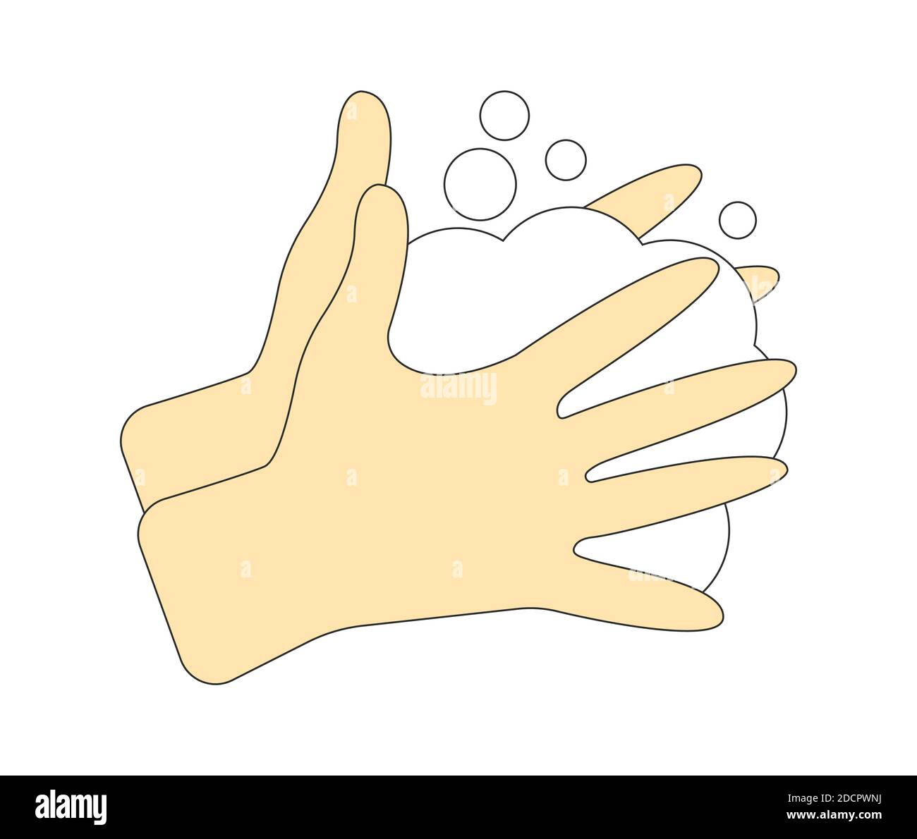 Illustrazione vettoriale delle mani di lavaggio. Lavamani piatto stile colorato icona isolato Illustrazione Vettoriale