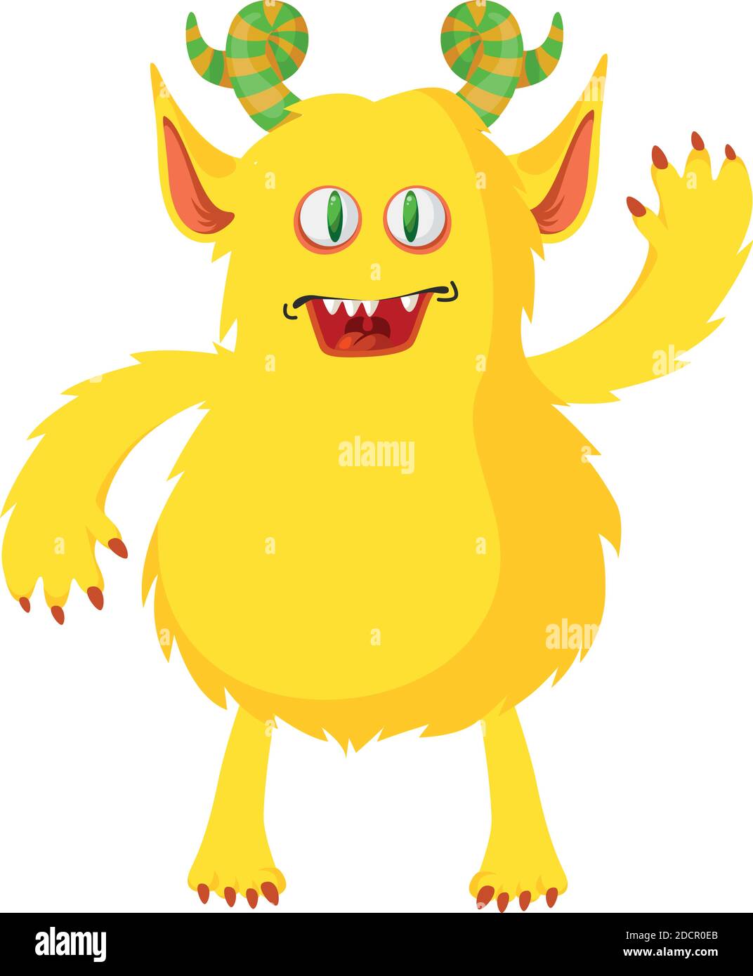 Icona del mostro di furry del cartone animato isolato su sfondo bianco. Illustrazione vettoriale. Carino personaggio mostro Illustrazione Vettoriale