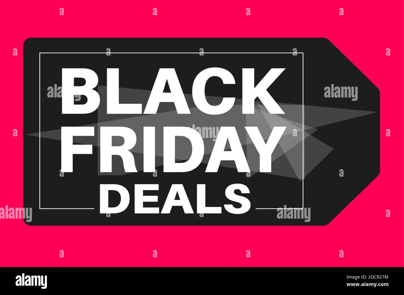Offerte Black Friday su un'etichetta nera con un rosso sfondo Illustrazione Vettoriale
