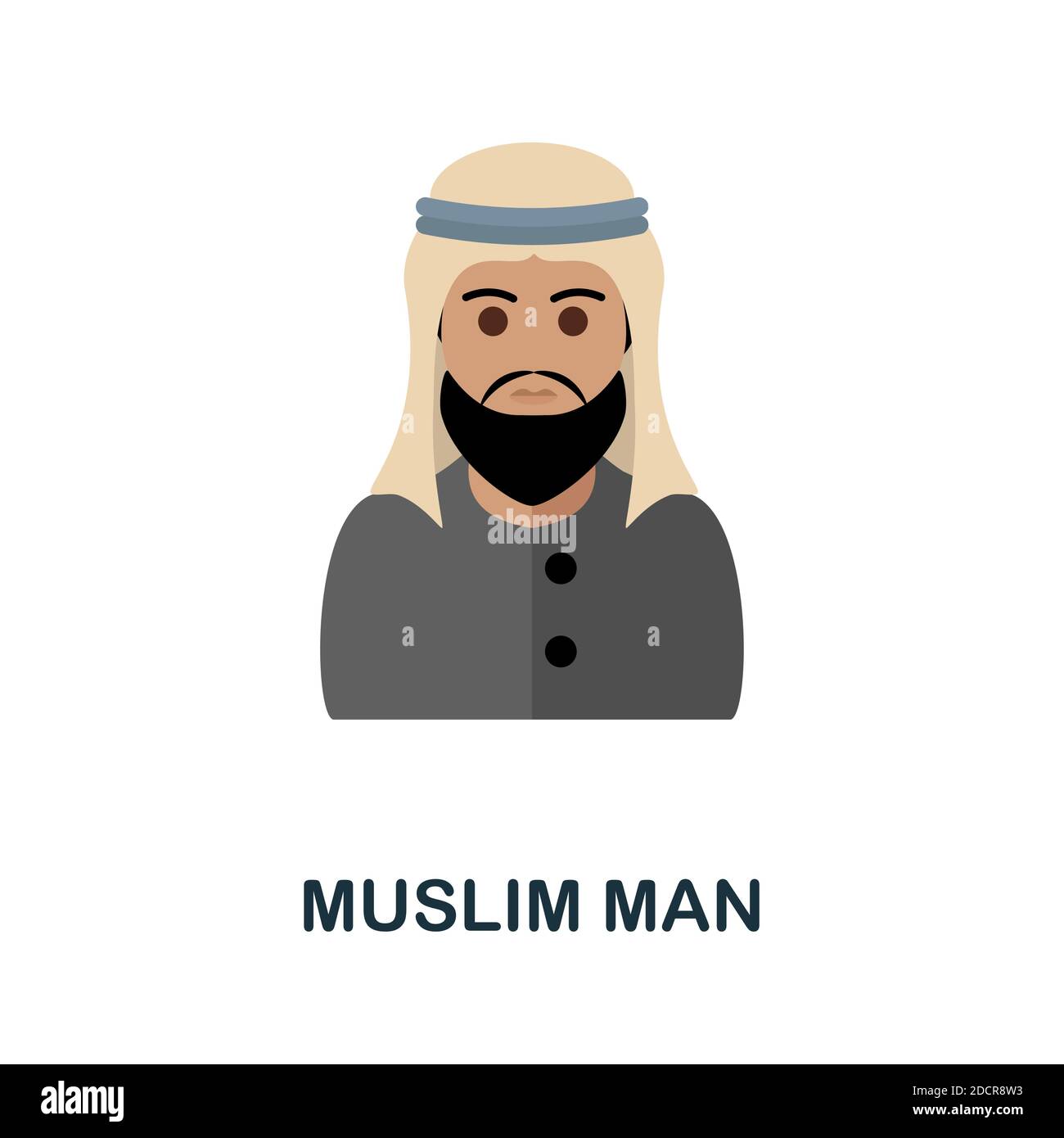 Icona uomo musulmano. Elemento semplice della collezione musulmana. Icona Creative Muslim Man per web design, modelli, infografiche e altro ancora Illustrazione Vettoriale