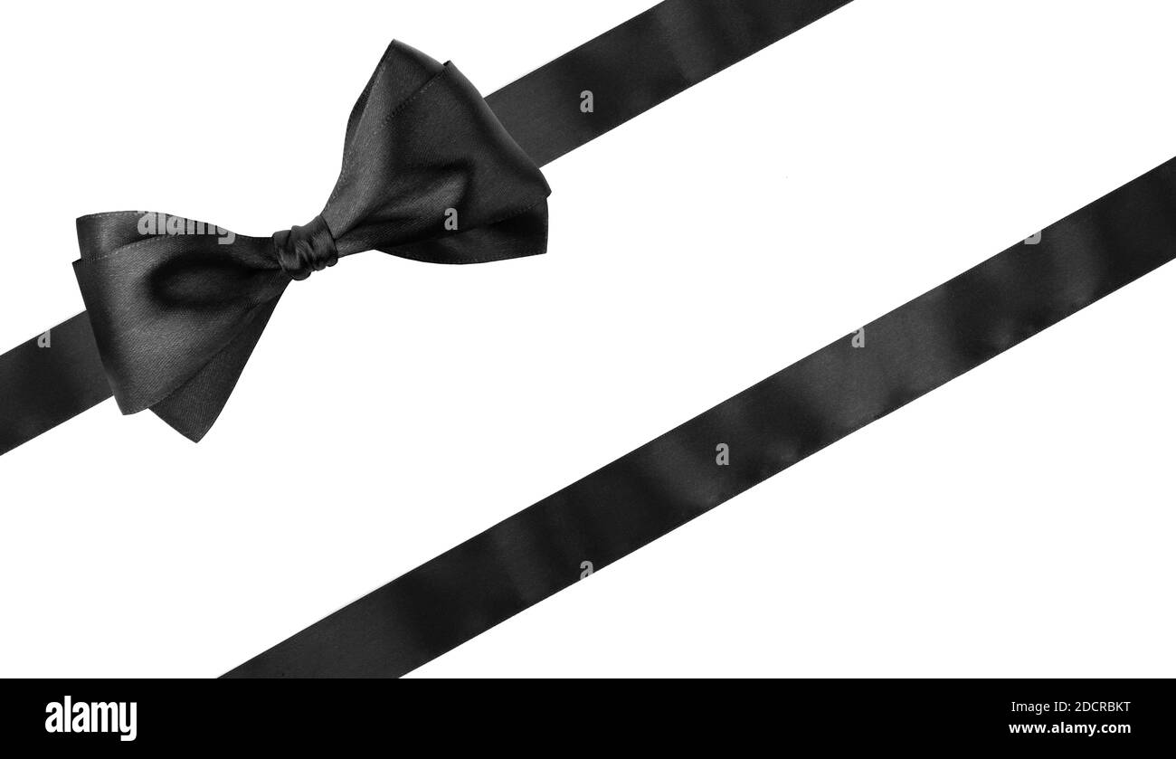 Archetto a nastro nero isolato su sfondo bianco, concetto di vendita regalo Black friday Foto Stock
