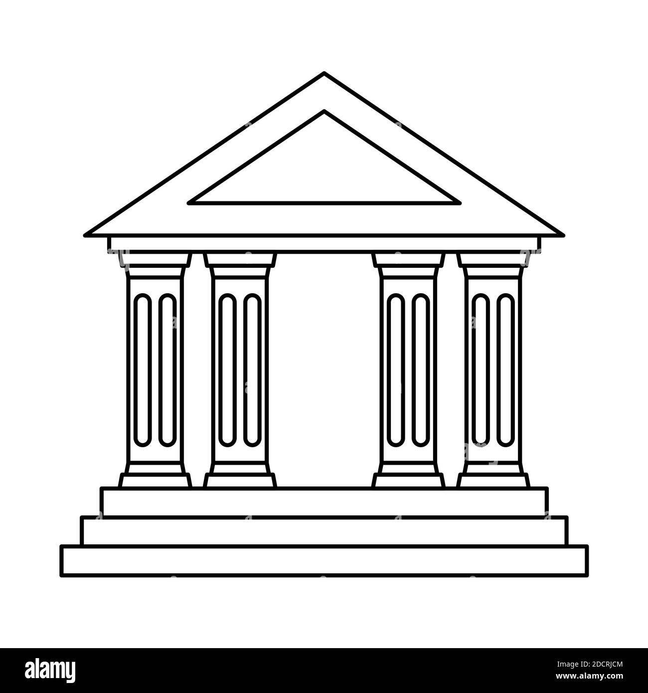 Icona vettore piano lineare per la creazione di banche. Vista classica. Illustrazione Vettoriale