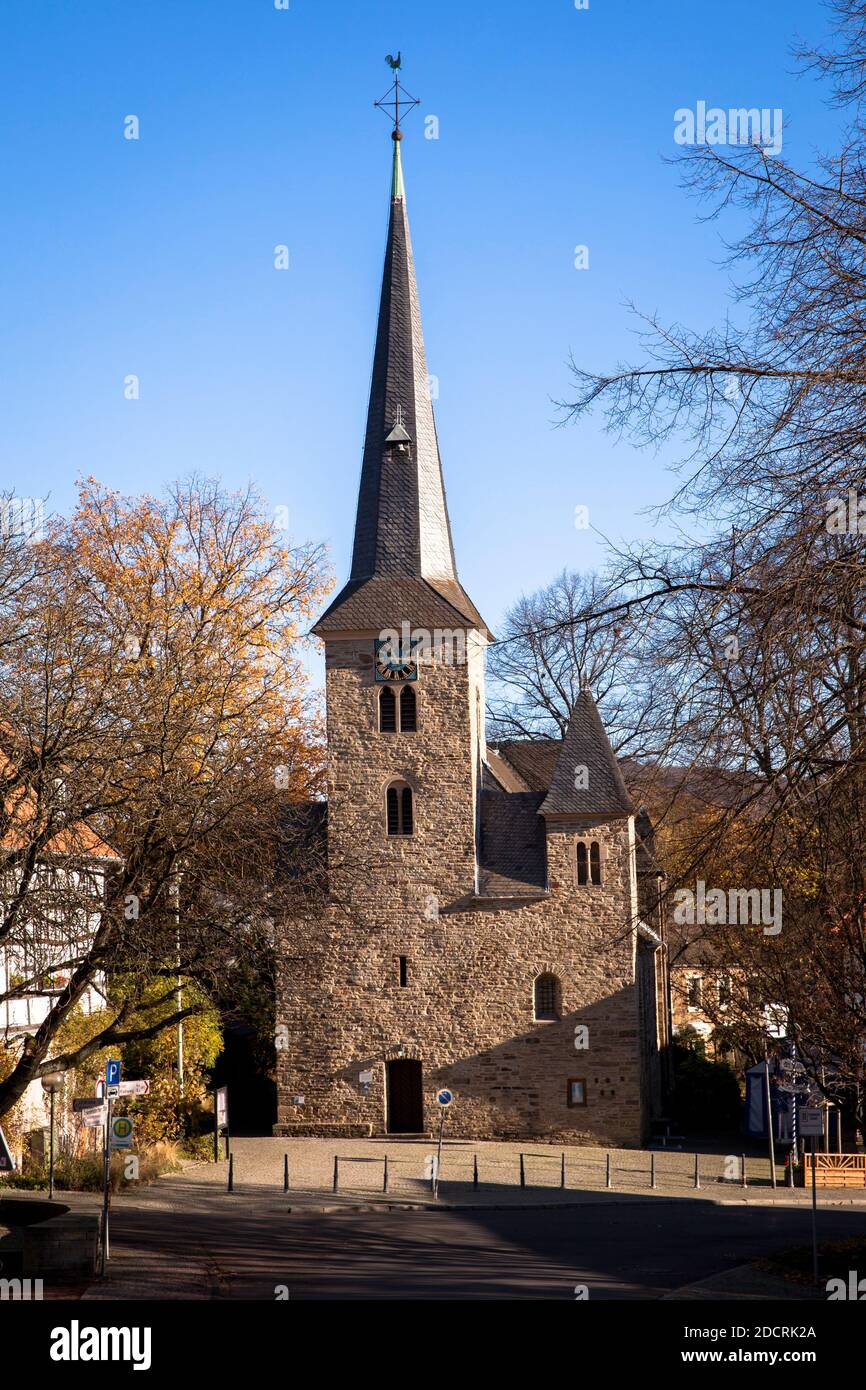 La Chiesa protestante a Wetter-Wengern, Ruhr Area, Nord Reno-Westfalia, Germania. Die Evangelische Kirche a Wettern-Wengern, Ruhrgebiet, Nordrhei Foto Stock