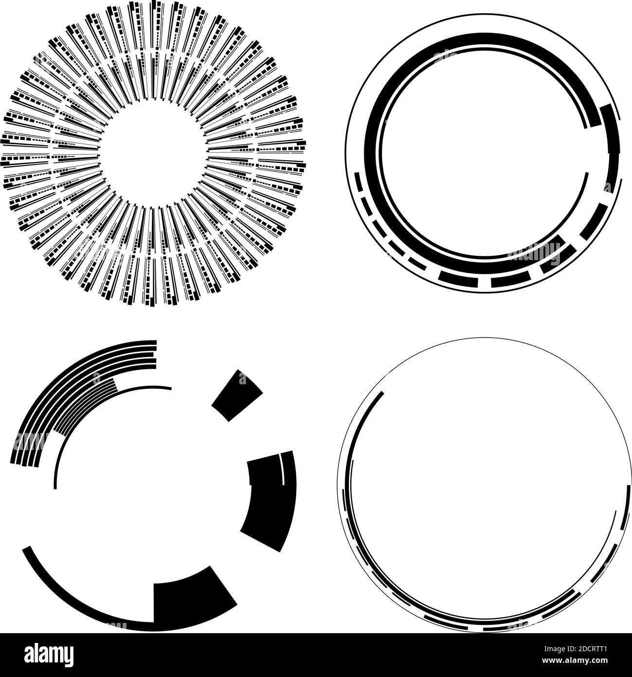 HUD geometrico, GUI sc-fi, elementi circolari dell'interfaccia utente. Vettore cerchio geometrico – immagine vettoriale stock, grafica clip art Illustrazione Vettoriale