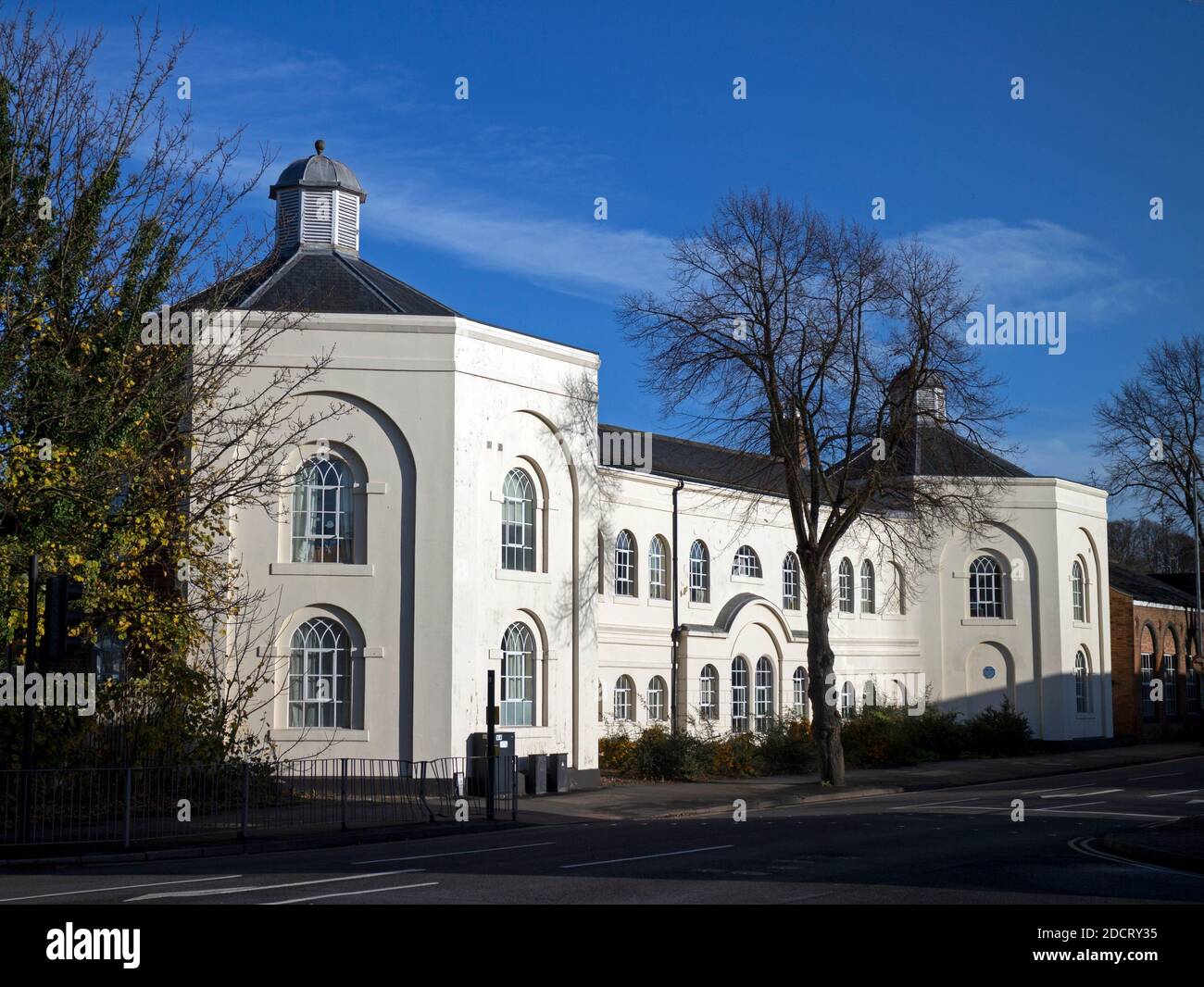 Ex impianti a gas, Warwick, Warwickshire, Inghilterra, Regno Unito Foto Stock