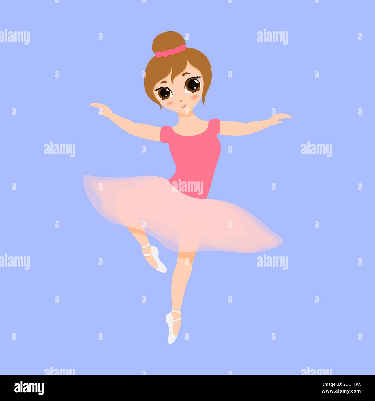 Ballerina carina piccola danza. Ballerina ragazza in vestito tutu rosa. Bel  bambino piatto cartoon vettore illustrazione isolato su sfondo blu Immagine  e Vettoriale - Alamy