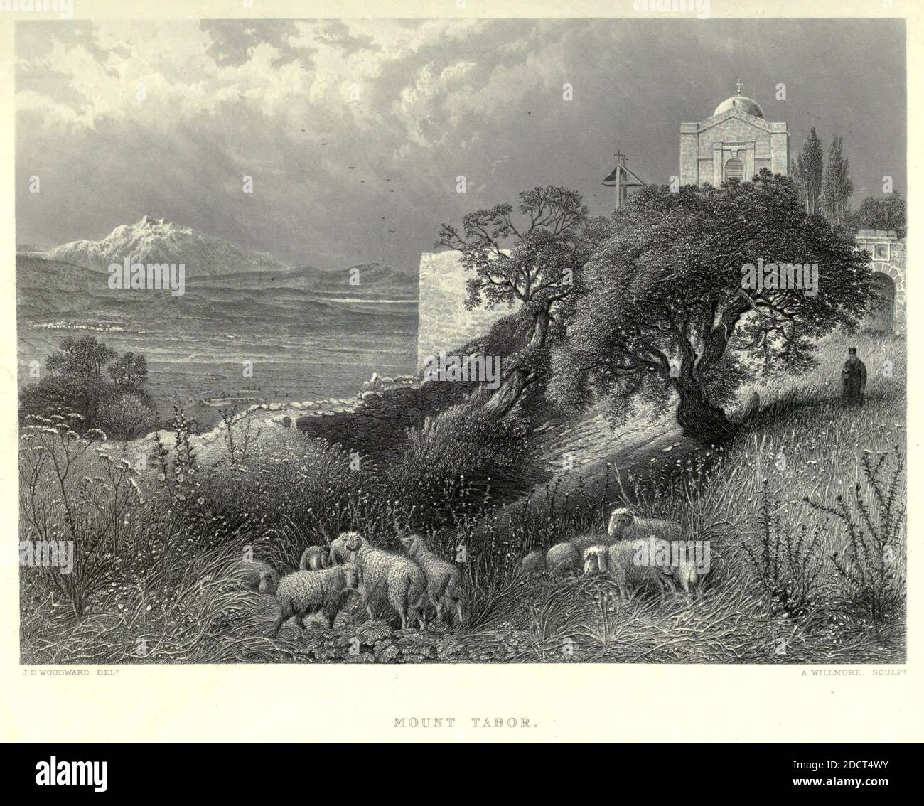 Incisione su acciaio del Monte Tabor dalla pittoresca Palestina, Sinai ed Egitto di Wilson, Charles William, Sir, 1836-1905; Lane-Poole, Stanley, 1854-1931 Volume 2. Pubblicato a New York da D. Appleton nel 1881-1884 Foto Stock