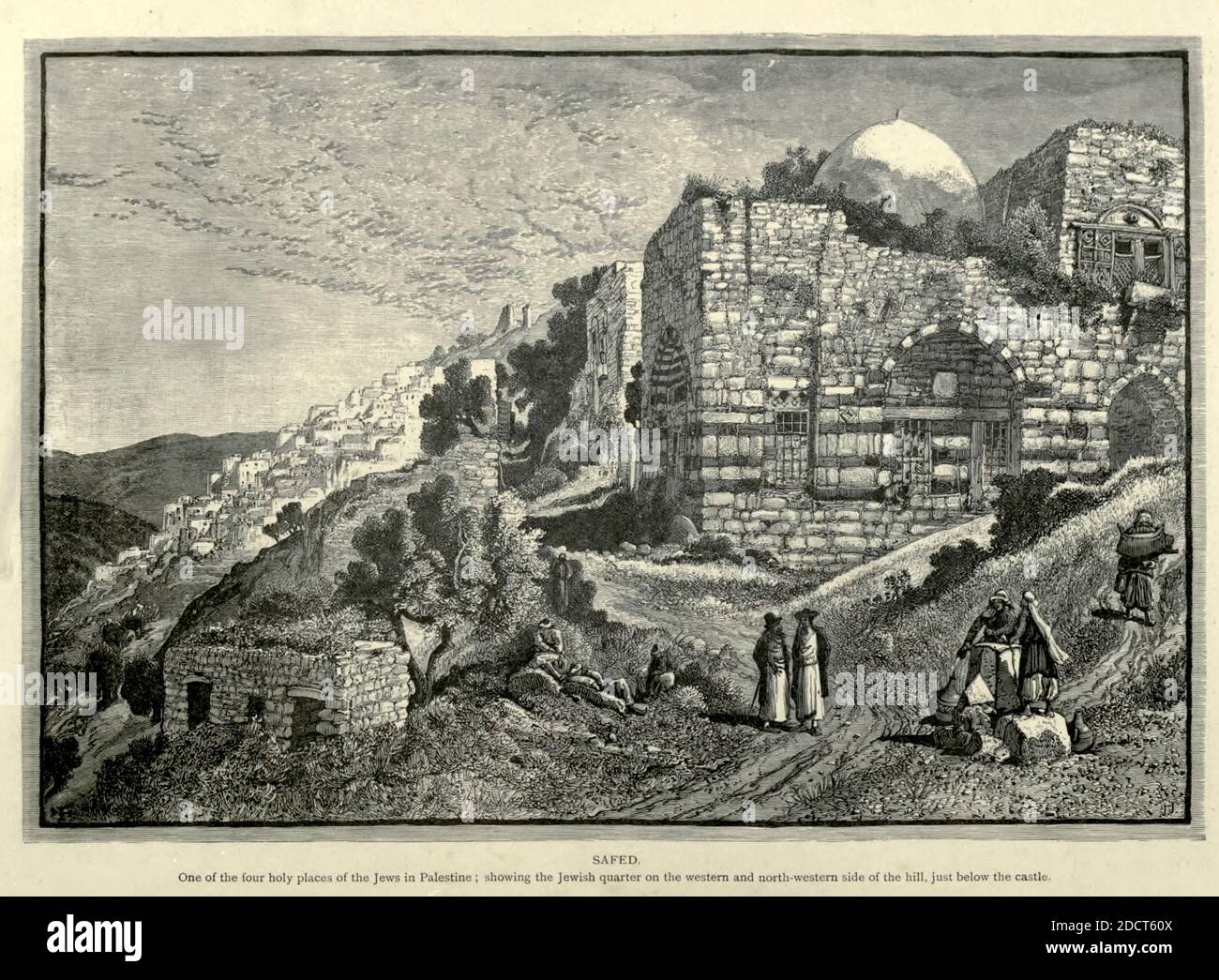 Incisione su legno di Safed dalla pittoresca Palestina, Sinai ed Egitto di Wilson, Charles William, Sir, 1836-1905; Lane-Poole, Stanley, 1854-1931 Volume 2. Pubblicato a New York da D. Appleton nel 1881-1884 Foto Stock