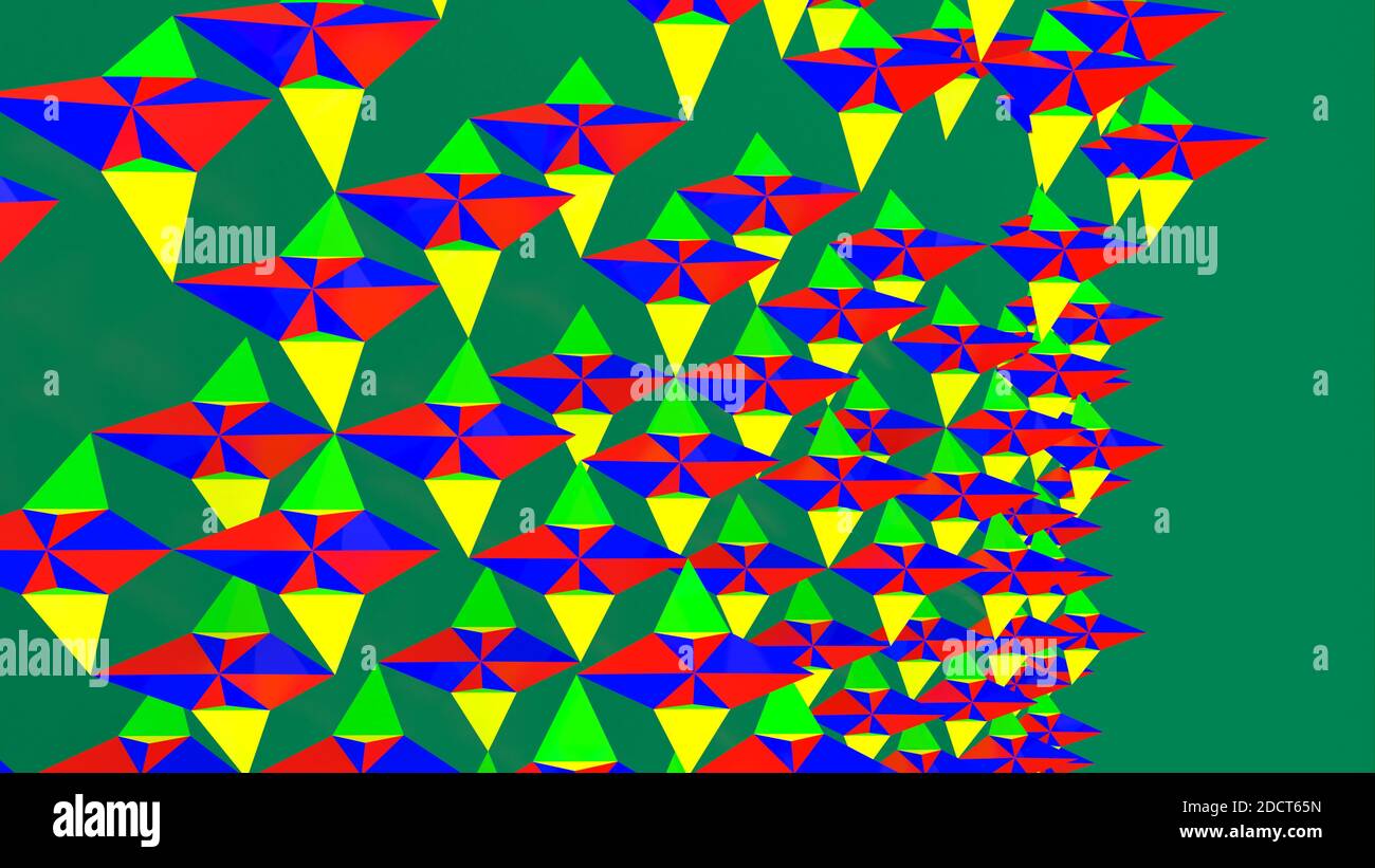 rendering 3d sfondo triangolare colorato. Foto Stock