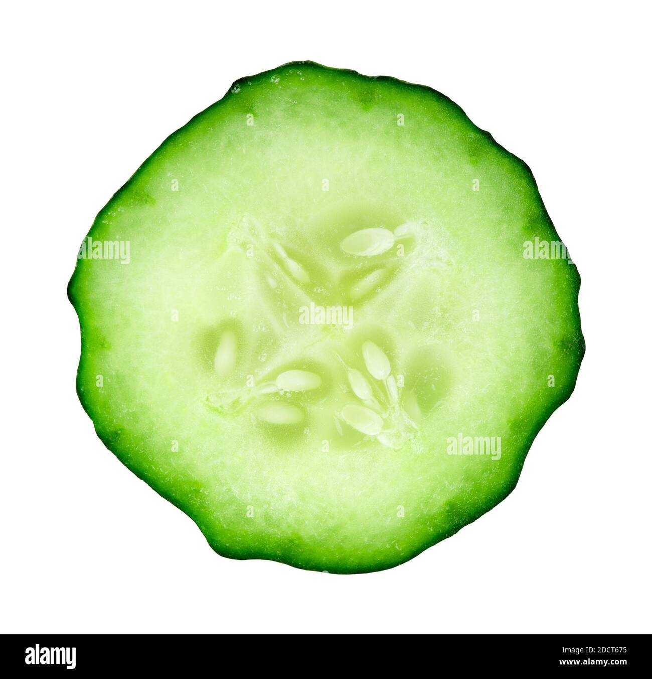 Fetta di cetriolo isolata su sfondo bianco Foto Stock