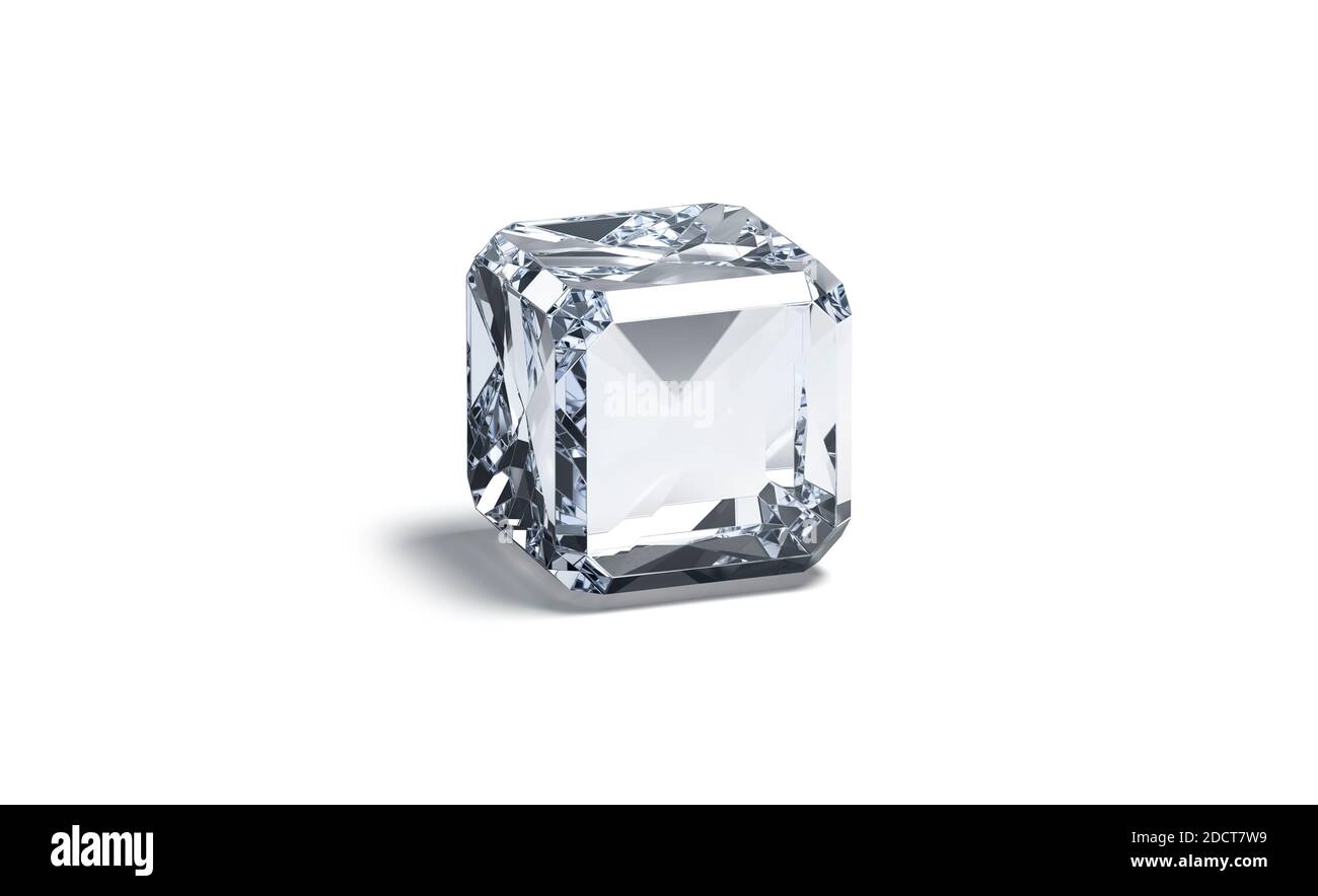 Bianco sfaccettato cubo diamante mock up, isolato Foto Stock