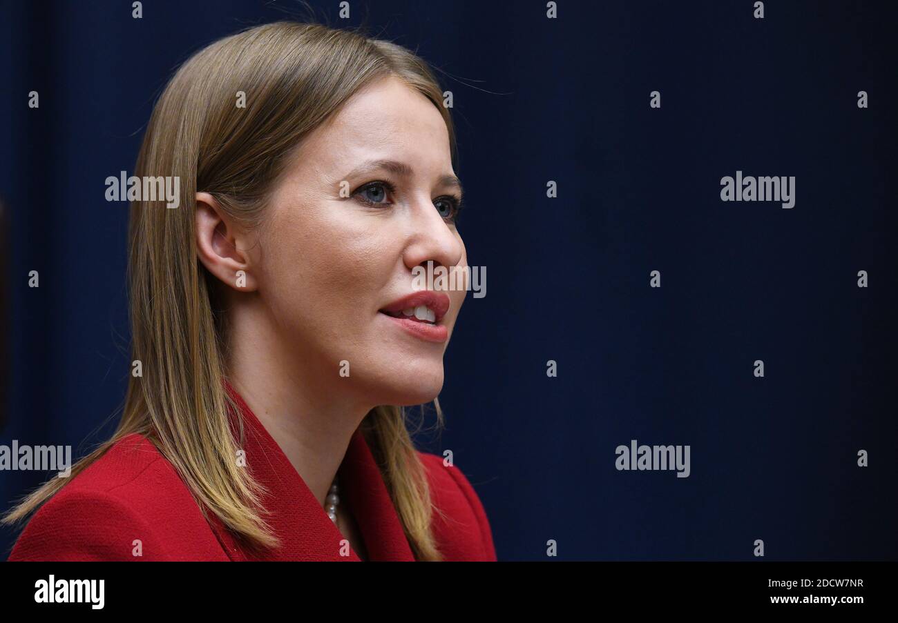 La candidata presidenziale russa Ksenia Sobchak parla al National Press Club, 6 febbraio 2018 a Washington, DC. Foto di Olivier Douliery/Abaca Press Foto Stock