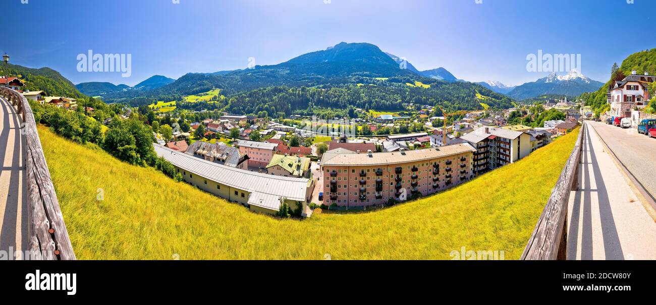 Città di Berchtesgaden e il paesaggio alpino vista panoramica, Baviera, la regione della Germania Foto Stock