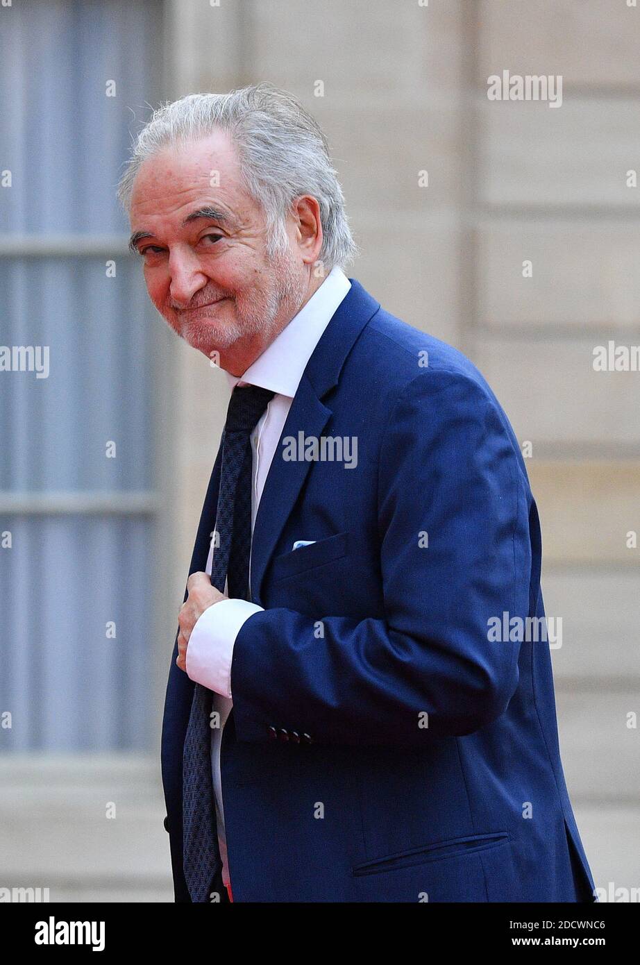 Jacques Attali arriva per una cena ufficiale al Palazzo Elysee di Parigi il 10 aprile 2018, parte della visita del principe ereditario dell'Arabia Saudita Mohammed bin Salman in Francia. Foto di Christian Liegi/ABACAPRESS.COM Foto Stock