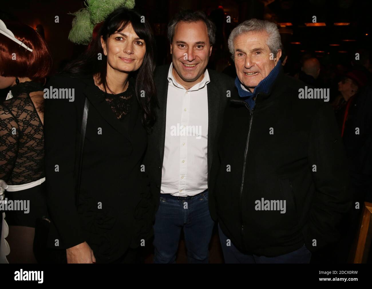 Benjamin Patou, Claude Lelouch et sa femme Valerie Perrin assiste a la soiree du 2e anniversaire du Manko a Paris, France le 13 Fevrier 2018. Foto di Jerome Domine/ABACAPRESS.COM Foto Stock